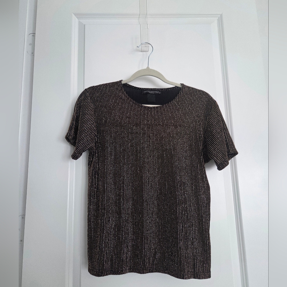 Impressions Black and Silver Striped Blouse